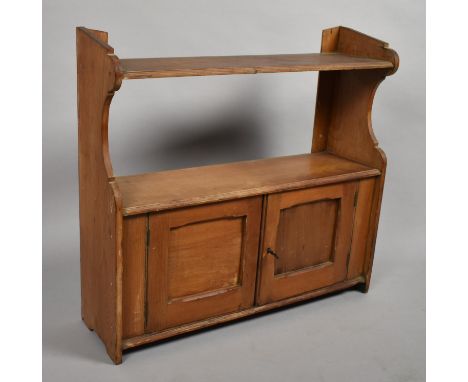 An Edwardian Wall Hanging Shelf Unit with Base Cupboard, 59cm Wide 
