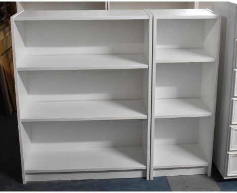 Two White Three Shelf Units, 80cm and 40cm wide 
