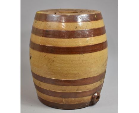 A Salt Glazed Ceramic Barrel and a Small Collection of Terracotta Plant Pots 
