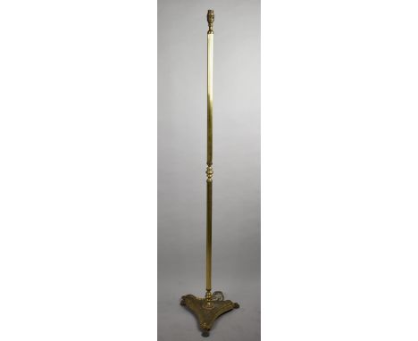 A Late 20th Century Brass Ribbed Column Standard Lamp, No Shade 