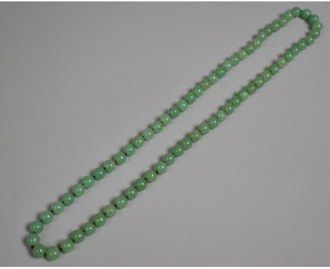 A Faux Jade Bead Necklace, 84cm Long 