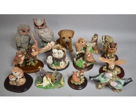 A Large Collection of Various Resin and Ceramic Bird, Animal and Figural Ornament to Comprise Mainly Owls to Include Border F