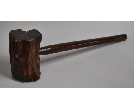 A Vintage Rustic Wooden Sledge Hammer, 62cm Long 