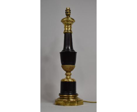 A Modern Heavy Brass Table Lamp Base of Vase Form, no Shade, 56cm high 