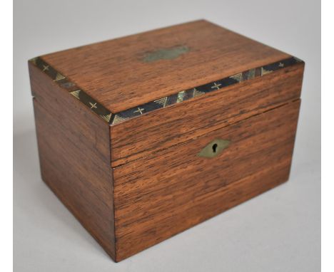 A Late 19th Century Rectangular Single Tea Caddy with Mother of Pearl Inlay to Hinged Lid, 14cm Wide 