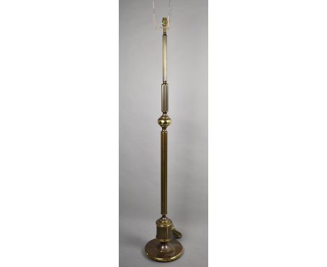 A Mid 20th Century Brass Ribbed Column Standard Lamp, No Shade 