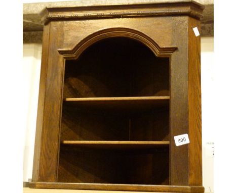 CORNER SHELVING UNIT. Dark wood two shelf corner cabinet, H: approx 60 cm