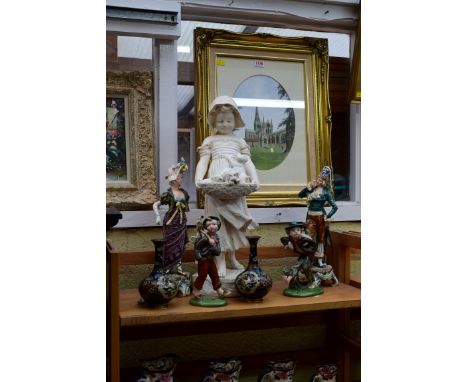 A mixed lot, to include: a pair of Royal Belvedere figures; and a pair of Japanese cloisonne enamel vases. 