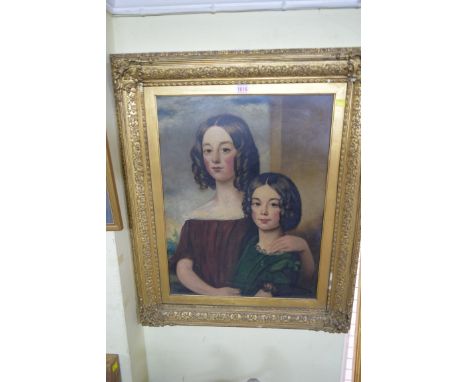 Scottish School, mid 19th century, head and shoulders portrait of two sisters, unsigned, oil on board, 59 x 45cm, (the board 