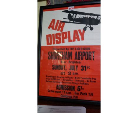 A vintage Shoreham Air Display poster, 46.5 x 33cm, framed.