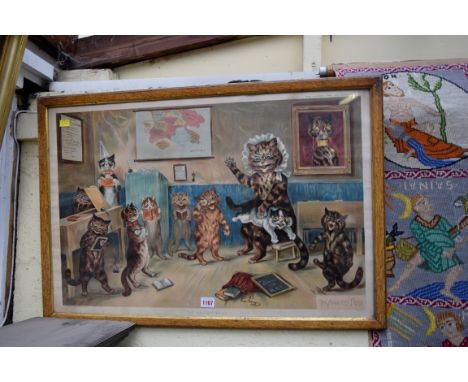 After Louis Wain, 'The Naughty Puss', colour print, I.46.5 x 71cm.
