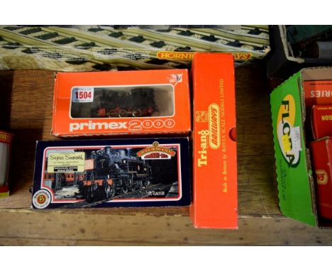 Three OO gauge boxed locomotives, comprising: Triang; Bachmann; and Primex.