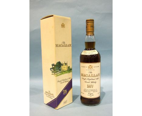 Macallan 1977 18 Year Old Single Malt Scotch Whisky, bottled 1996, 43% vol, level good, one bottle in box, (1).