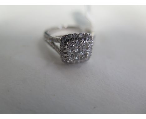 A 9ct white gold square cluster diamond ring approx 1ct total diamond weight - approx 4 grams - size L/M retail price ticket 