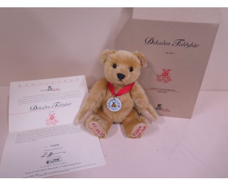 A Steiff Decade Bear German version Club 2002 - 10 years charter member - 25cm tall, mohair - limited edition number 1608 lim