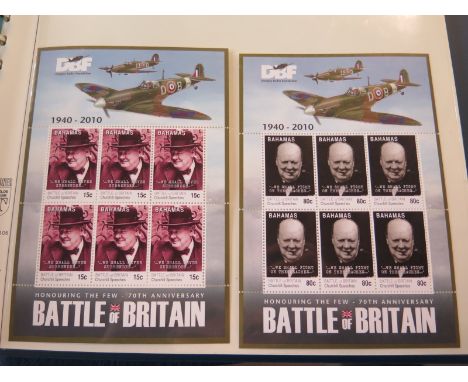 A Commonwealth Battle of Britain unmounted mint miniature sheet stamp collection in 2 albums, with high catalogue and face va
