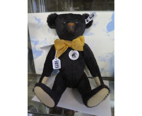 A Steiff 1912 Replica Bear - 34cm tall, mohair - limited edition 687 of 1000 - makes noise when moved - in good condition wit