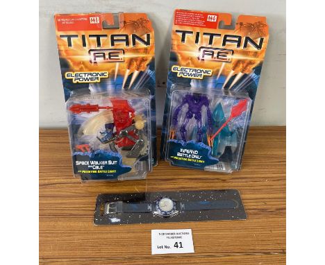 Vintage Toys: Titan A.E. Electronic Power pair of figures; plus Titan watch, Good conditions; (3).