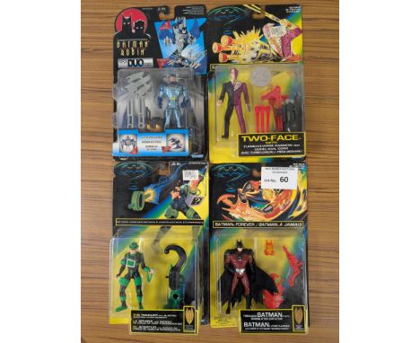 Vintage Toys: Kenner Batman and Robin/Batman Forever assortment of carded figure sets; some scuffing/bending to card backs, g