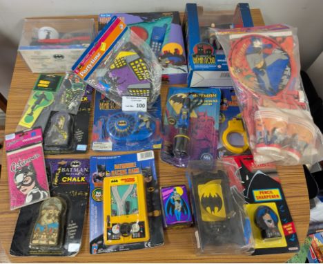Vintage Toys: Batman large assortment of novelties and accessories, including games, toothbrush, chalk, party accessories, st