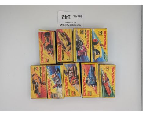 Diecast: Matchbox Superfast collection, including 42 Tyre Fryer, 60 Lotus Super Seven, 1 Mod Rod, and others; Good conditions