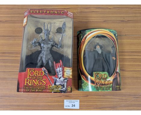 Vintage Toys: ToyBiz The Lord of the Rings Fellowship of the Ring pair of boxed figures, including Electronic Sauron and Gand