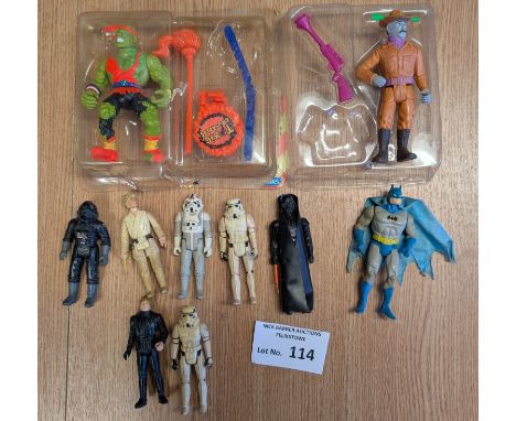Vintage Toys: Kenner/Playmates assortment of vintage figures, including Star Wars, rare Batman figure, Beetlejuice, and Toxic