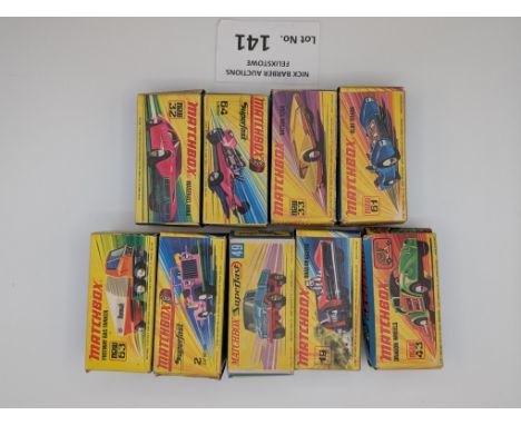 Diecast: Matchbox Superfast collection, including 61 Blue Shark, 43 Dragon Wheels, 2 Jeep Hot Rod, and others; Good condition