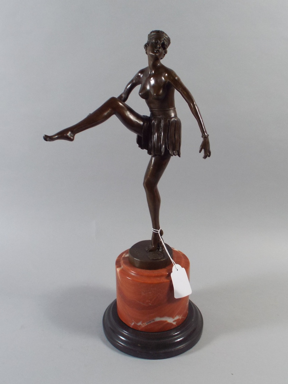 A Reproduction Art Deco Bronze Sculpture Of A Maiden Signed D Alonzo.