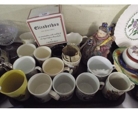 A Tray of Commemorative Mugs Including The Marquis of Stafford Ceramic Beaker Commemorating His Coming of Age with later News