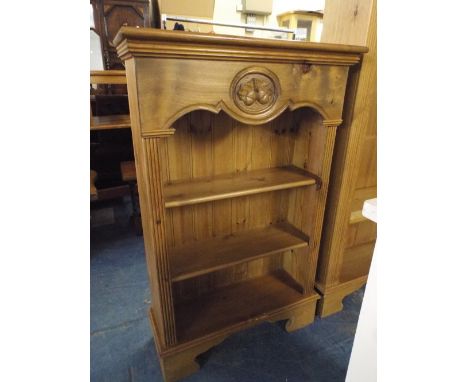 A Small Pine Two Shelf Open Book Case. 