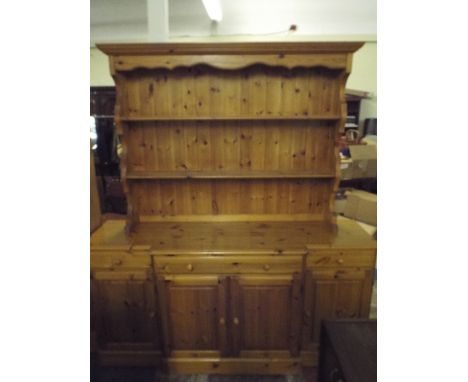 A Pine Dresser Base with Two Shelf Plate Rack.