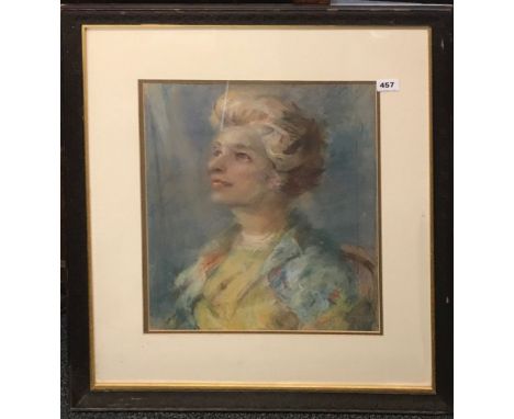 A framed and signed pastel portrait of a lady, framed size 67 x 78cm.