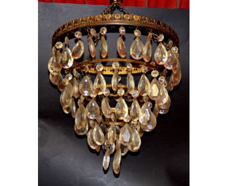 A crystal chandleier light fitting, H. 40cm.