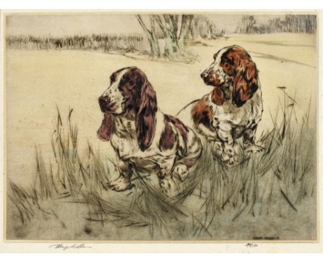 AFTER HENRY WILKINSON  a print of Clumber Spaniels and a pair of Bassett Hounds, two limited edition colour prints, no's 53/1
