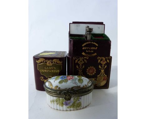 19th century Continental patch box together with small box marked Rogers &amp; Sons, Cutlers to Their Majesties, the case wit