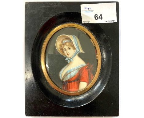 British School, circa 20th century, inscribed on verso: 'Lady Manners', bust portrait in oval, gouache, framed, glazed in ova