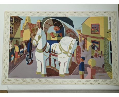 Tom Gentleman (1882-1966), lithograph, school print, The Grey Horses (SP11), 50 x 74cm, unframed