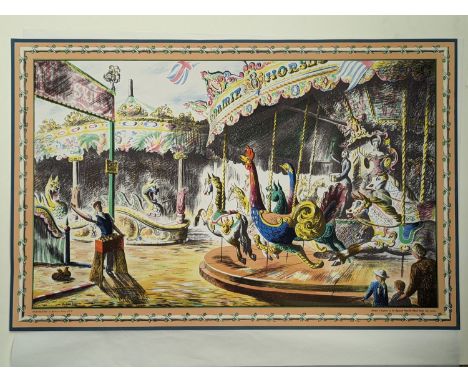 Barbara Jones (1912–1978), lithograph, school print, Fairground (SP2), 51 x 76cm