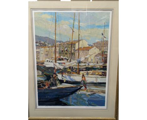 Henri Plisson (1908-2002), silkscreen serigraph, 'Boat masts' signed, Limited Edition