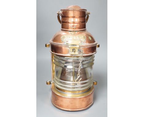 A Victorian copper and brass mast head lantern - 34.5cm high