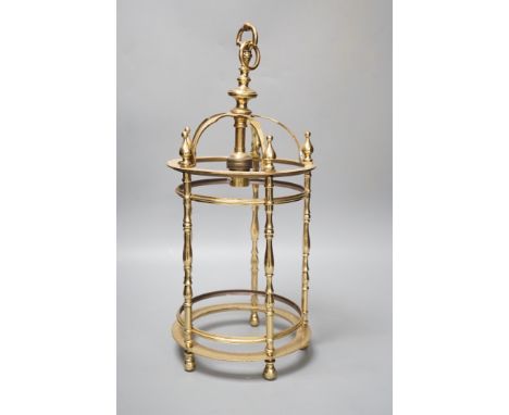 A brass ceiling lantern, lacking glass, 41cm high