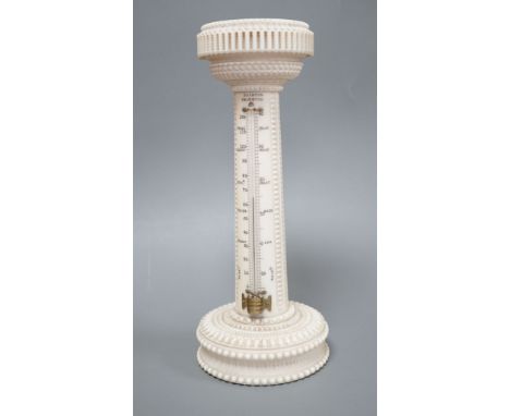 A Victorian ’Brinton Brighton’ engine turned Ivory 'Sundial' and thermometer 21.5cm