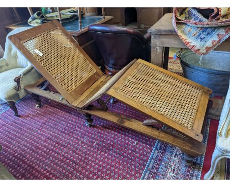 A 19th century caned campaign daybed, length 182cm, depth 56cm