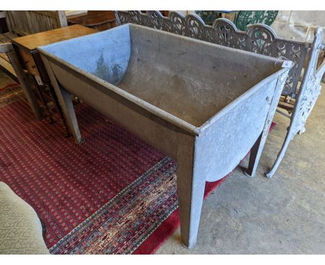 A large galvanised trough, width 126cm, depth 74cm, height 76cm