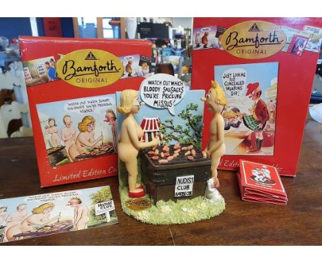 2 boxed unused Bamforth Original ceramic saucy-postcard collectables 