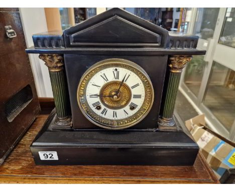 American 1920's Ansonia Slate Mantel Clock