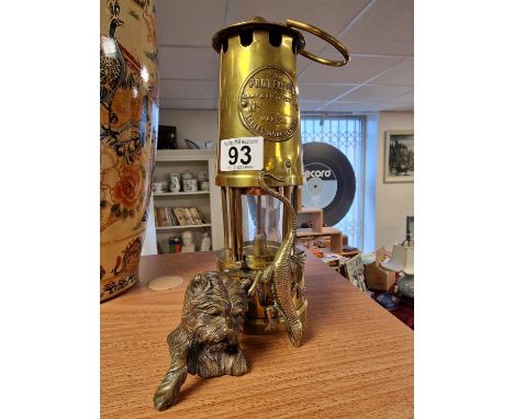 Eccles Manchester The Protector Miners Lamp  + a Decorative Brass Lizard &amp; Scottie Dog