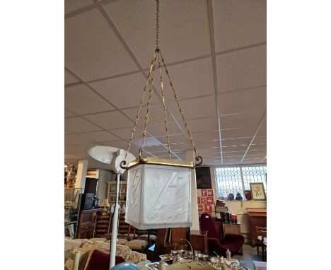 Square Designer 1930's Art Deco Glass Light Shade