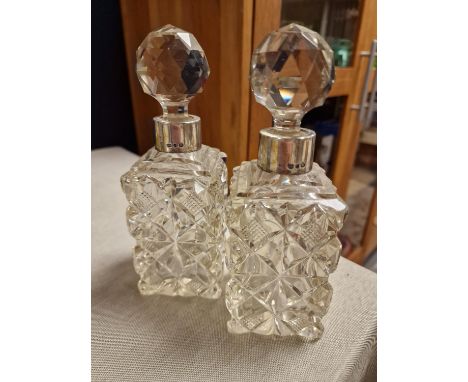 Lovely Pair of Large Hallmarked Silver (Birmingham 1911) Scent Bottles